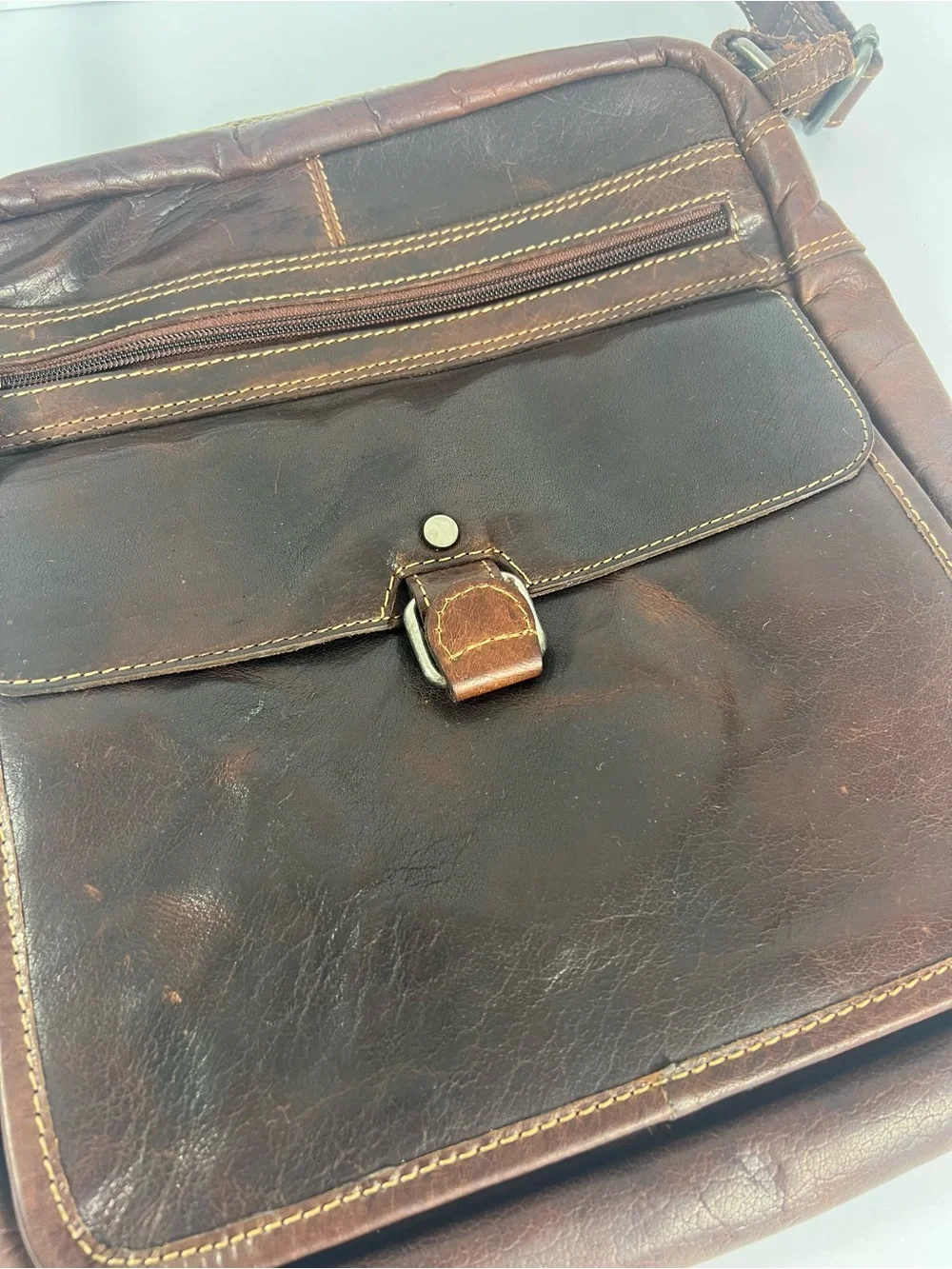 Jack Georges‎ Vintage Brown Heavy Leather  Shoulder Bag Satchel